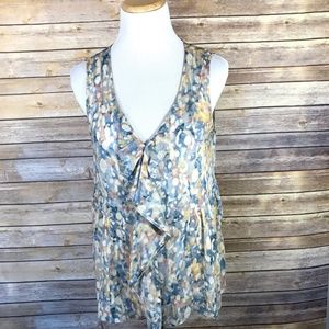 Edme and Esyllte Watercolor Ruffle Top